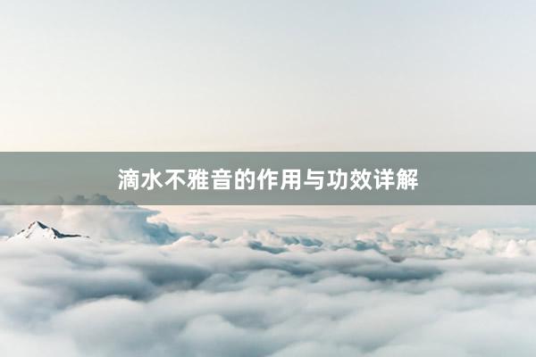 滴水不雅音的作用与功效详解