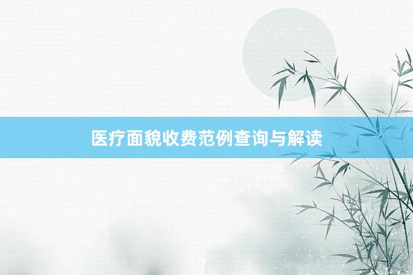 医疗面貌收费范例查询与解读